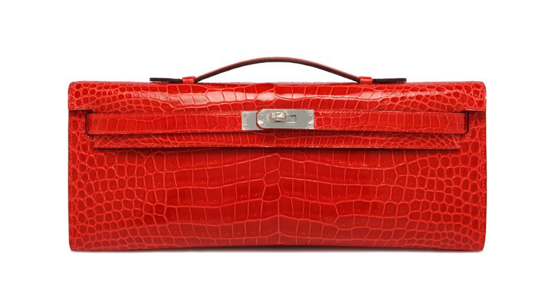 Hermes Geranium Kelly Cut Clutch Bag