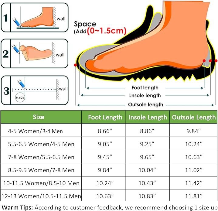 Massage Bubble Slippers Sizes