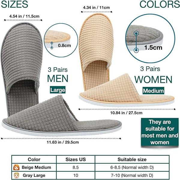 OSTADARRA Spa Slippers Sizes